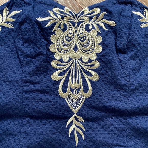 Lilly Pulitzer Demi Convertible Dress Navy & Gold Size 6 - Picture 14 of 16
